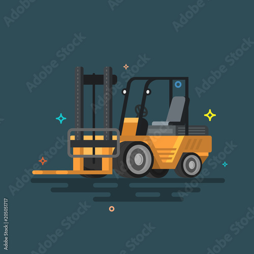 Forklift truck. Fork loader.