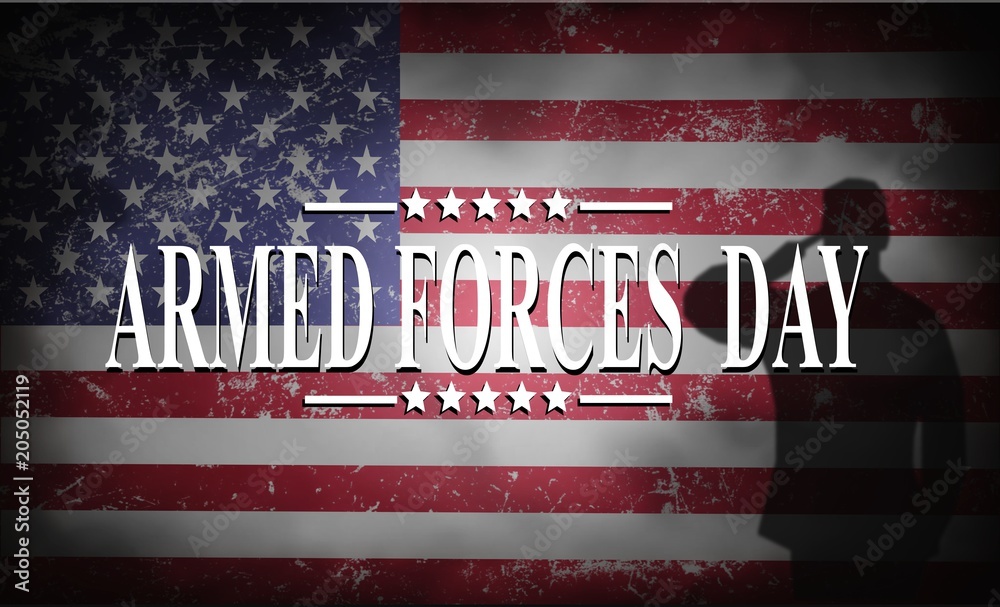 ARMED FORCES DAY , Poster with USA flag - obrazy, fototapety, plakaty 