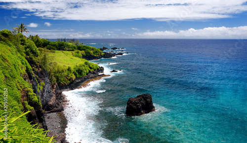 Rough and rocky shore at south coast of Maui, Hawaii photo