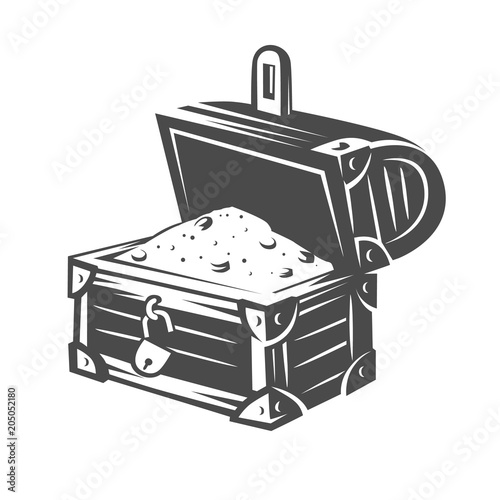 Chest. Black and white objects.