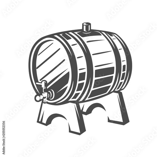Barrel. Black and white illustration.