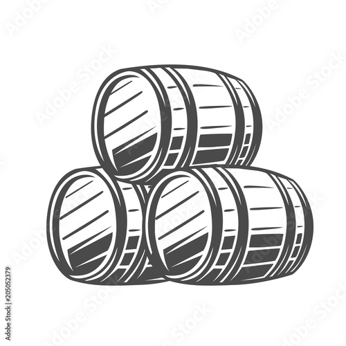 Barrel. Black and white illustration.
