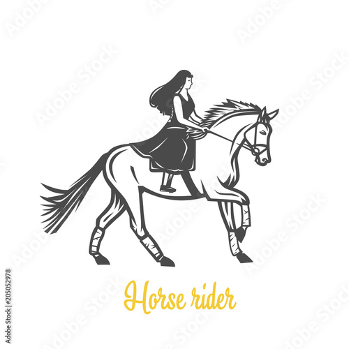 Horse rider. Black and white objects.