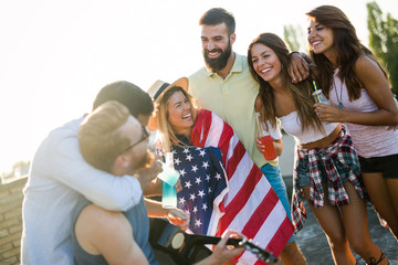 Friends Celebrating 4th Of July Holiday