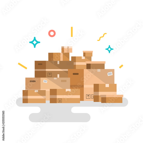 Cardboard box, flat style vector illustration