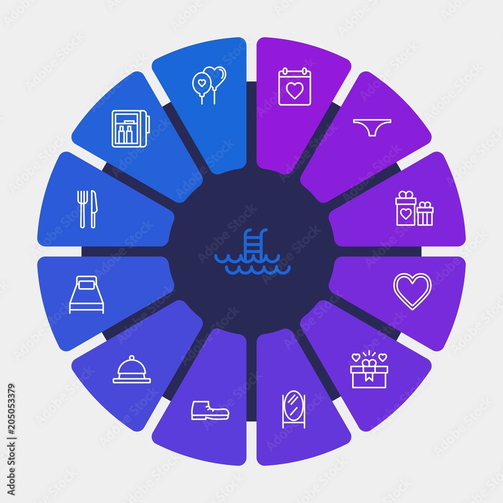 hotel, clothes, valentine Infographic Circle outline Icons Set. Contains such Icons as fashion, red, foot, refrigerator, pillow, heart, bedroom, holiday and more. Fully Editable. Pixel Perfect hotel, clothes, valentine Infographic Circle outline Icons Set. Contains such Icons as fashion, red, foot, refrigerator, pillow, heart, bedroom, holiday and more. Fully Editable. Pixel Perfect