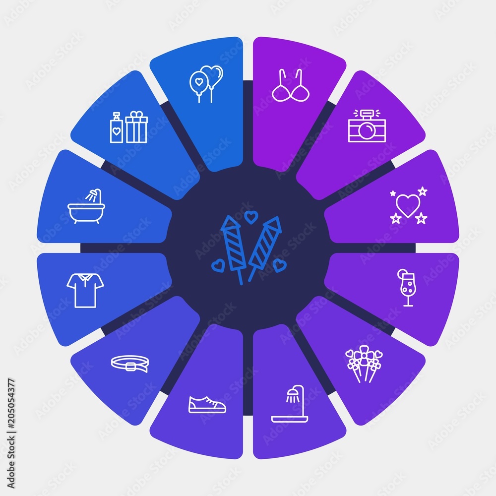 hotel, clothes, valentine Infographic Circle outline Icons Set. Contains such Icons as bouquet, footwear, fashion, bath, decoration, bathroom, cocktail and more. Fully Editable. Pixel Perfect hotel, clothes, valentine Infographic Circle outline Icons Set. Contains such Icons as bouquet, footwear, fashion, bath, decoration, bathroom, cocktail and more. Fully Editable. Pixel Perfect