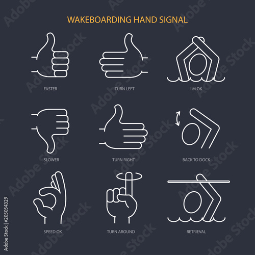 Wakeboarding hand signal