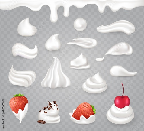 Whipped Cream with Sweet Fruits and Dark Chocolate