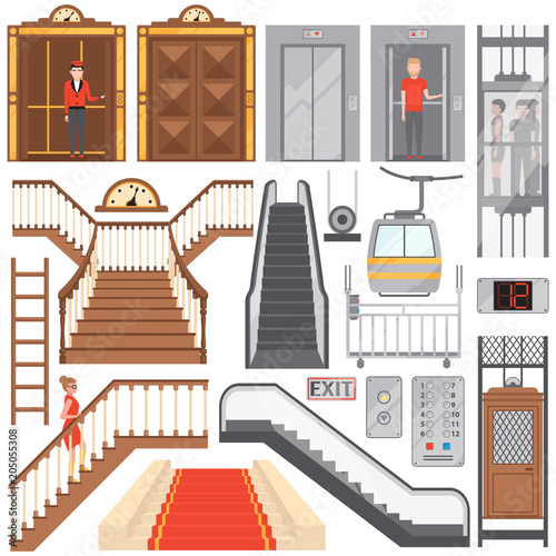 Modern Elevators and Luxurious Staircases Set