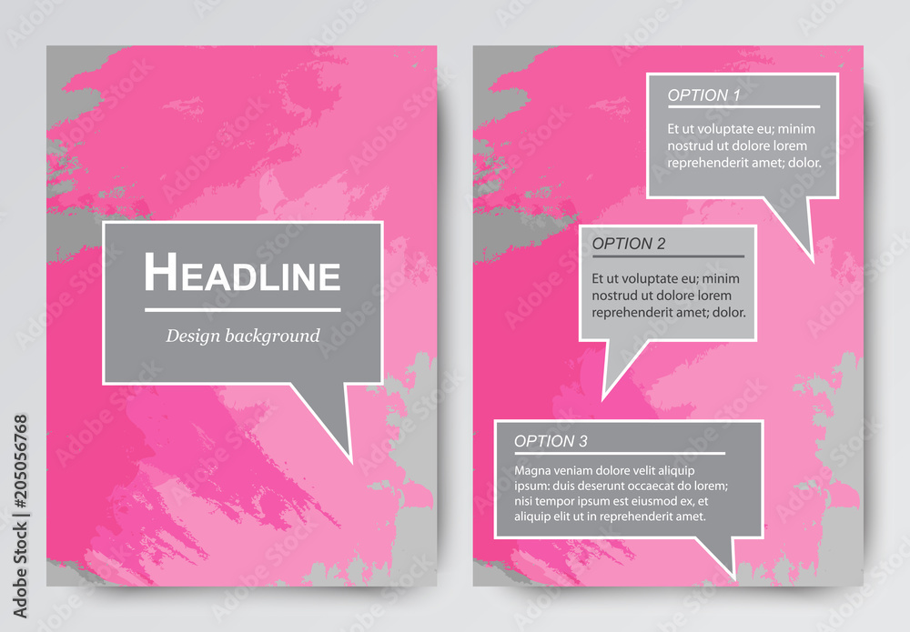 Layout brochures, flyers. Abstract backgrounds with brush strokes