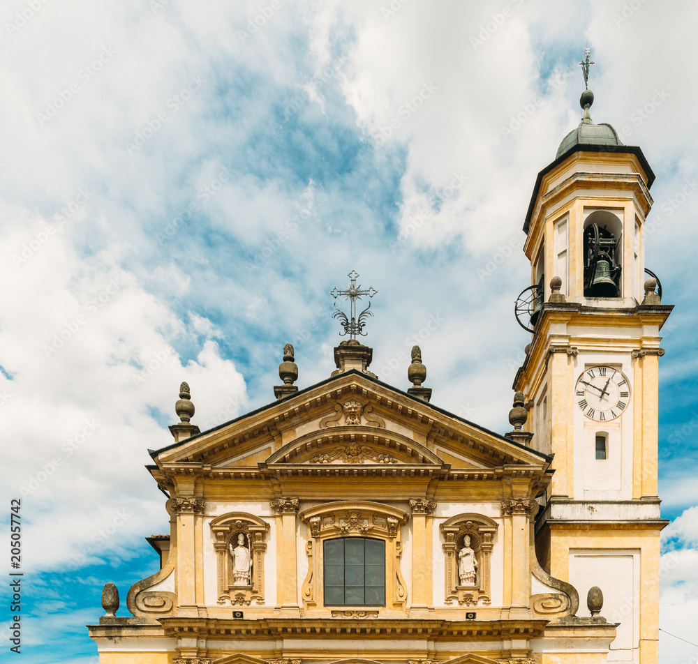 Gaggiano, Milan, Lombardy, Italy : facade of the church of Sant'Invenzio, 17th century.