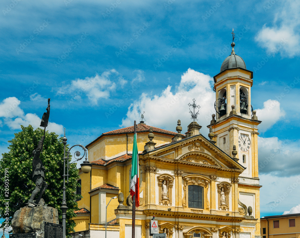 Naklejka premium Gaggiano, Milan, Lombardy, Italy : facade of the church of Sant'Invenzio, 17th century.