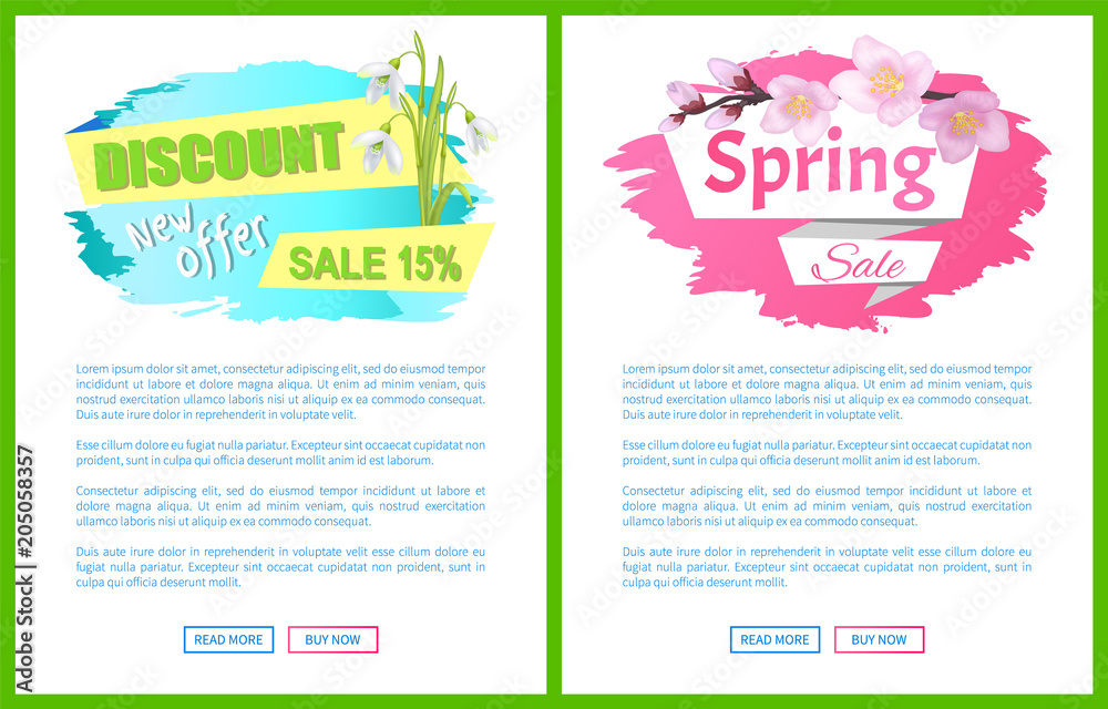 Spring Sale Advertisement Label Branch of Sakura Spring Sale Advertisement Label Branch of Sakura