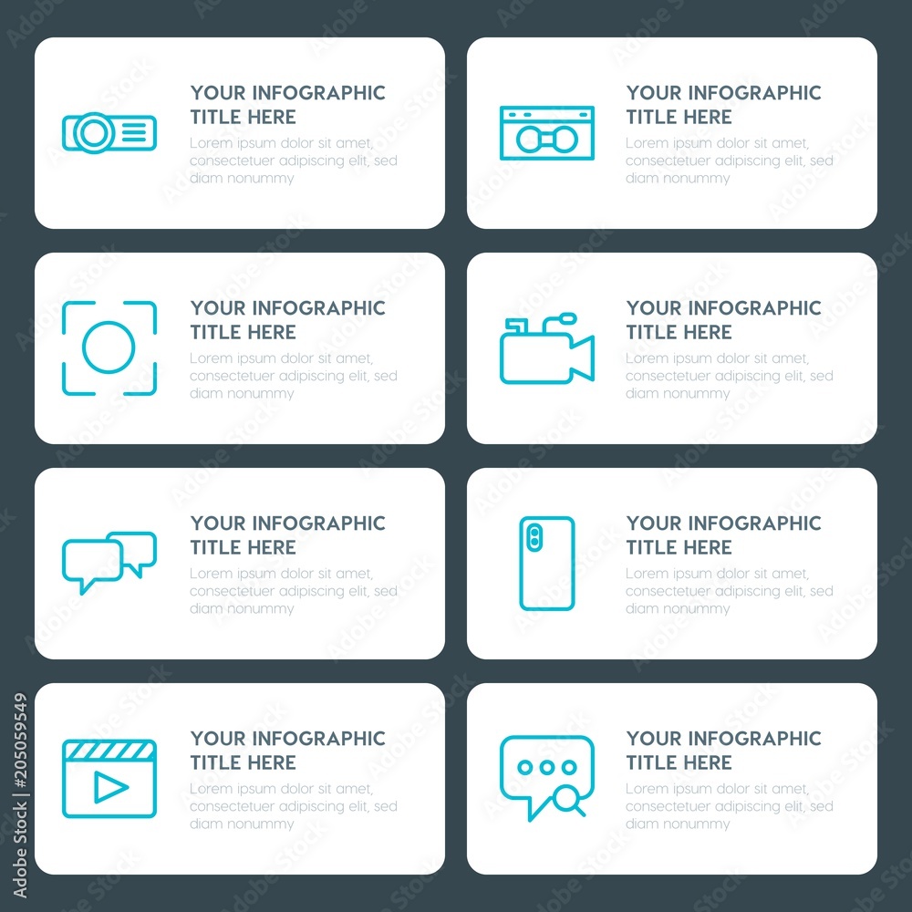 Flat chat and messenger, video, photos infographic timeline template for presentations, advertising, annual reports Flat chat and messenger, video, photos infographic timeline template for presentations, advertising, annual reports