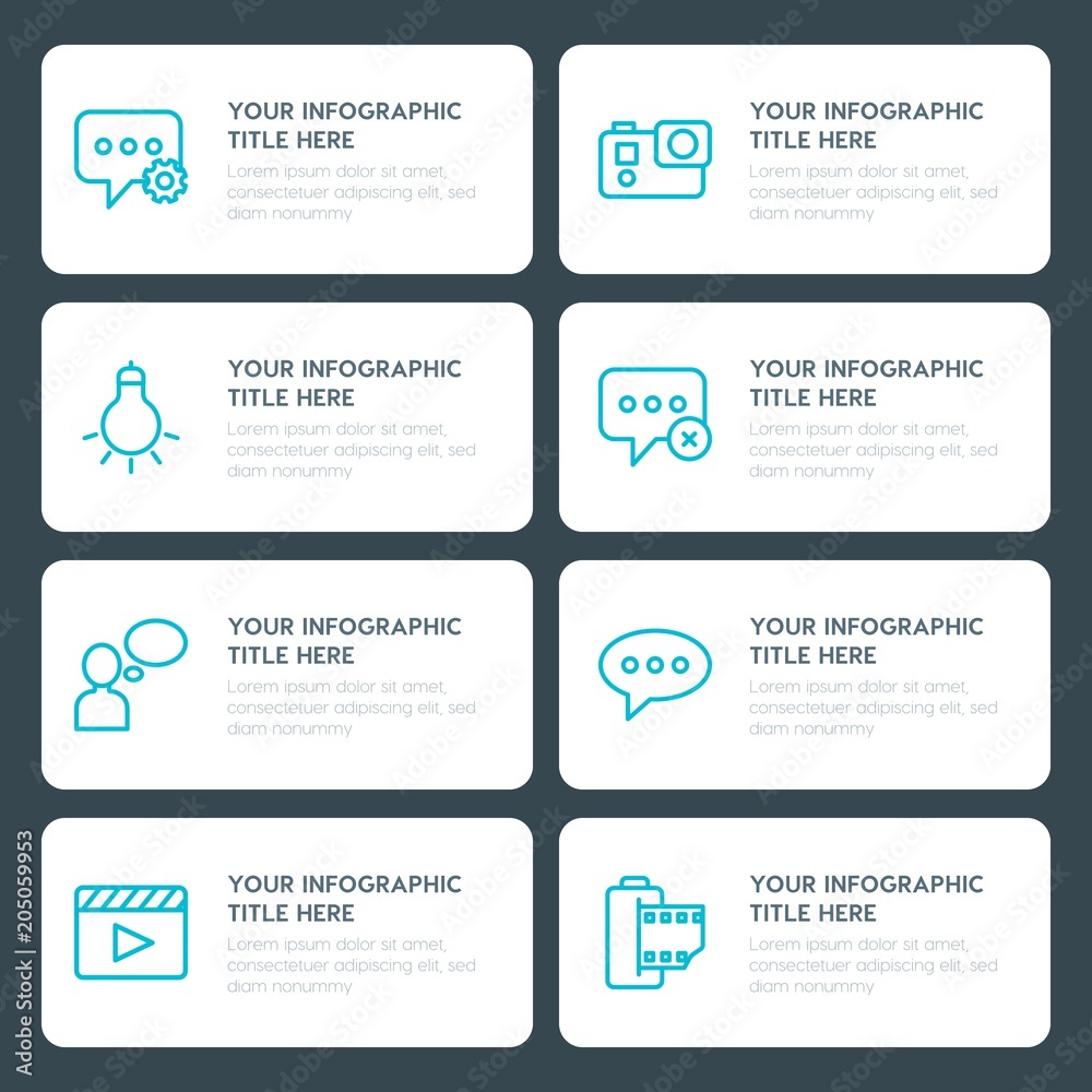 Flat chat and messenger, video, photos infographic timeline template for presentations, advertising, annual reports Flat chat and messenger, video, photos infographic timeline template for presentations, advertising, annual reports