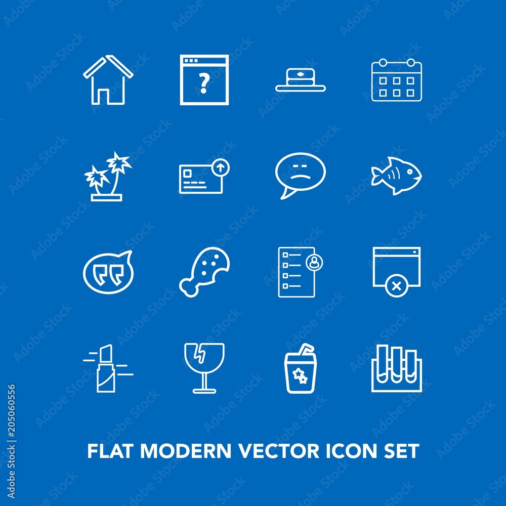 Modern, simple vector icon set on blue background with checklist, estate, chicken, unknown, medicine, destruction, fashion, crash, bubble, glass, head, cocktail, job, juice, house, sign, window icons Modern, simple vector icon set on blue background with checklist, estate, chicken, unknown, medicine, destruction, fashion, crash, bubble, glass, head, cocktail, job, juice, house, sign, window icons