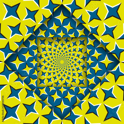Moving layers with a circular pattern. Abstract optical illusion background.