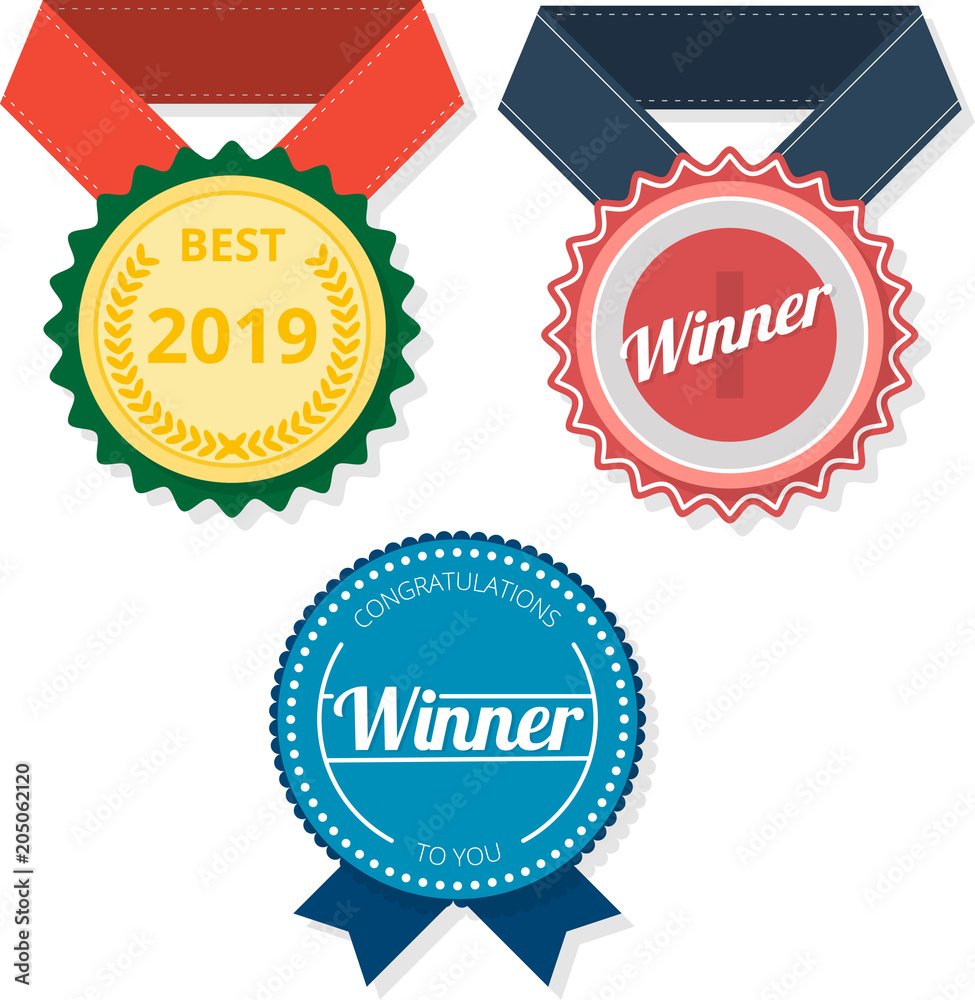 Winner and best 2019 awards isolated on white. Winner and best 2019 awards isolated on white.
