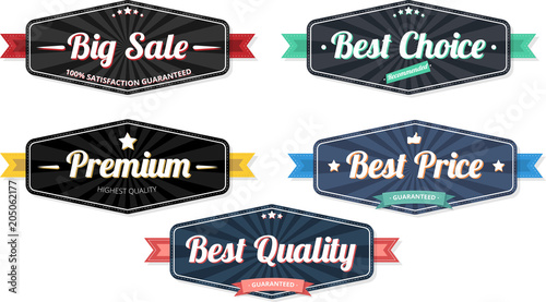 Shopping and consumerism labels isolated on white.