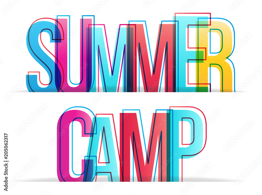 SUMMER CAMP Multicoloured Vector Letters Icon