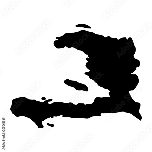 black silhouette country borders map of Haiti on white background. Contour of state. Vector illustration