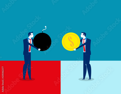 Risk. Business people and dangerous deal. Concept business vector illustration. Flat character, Cartoon style design.