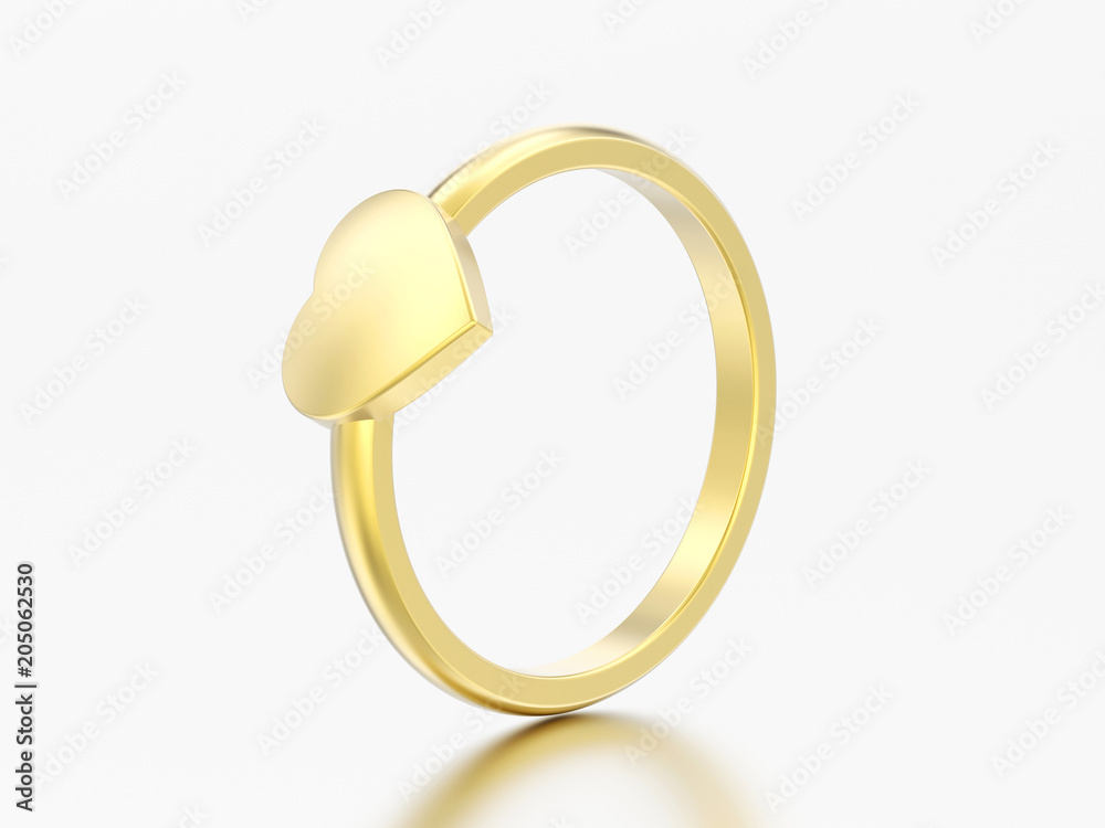 3D illustration gold engagement wedding heart ring 3D illustration gold engagement wedding heart ring
