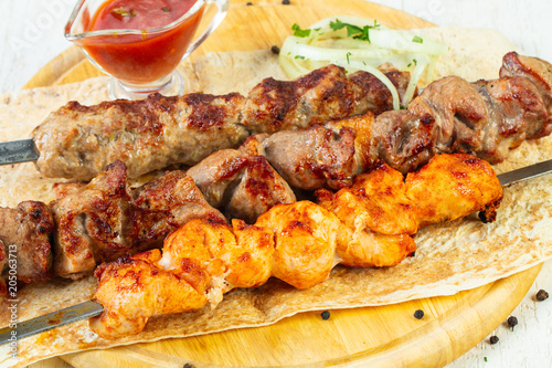 Grilled meat kebab mix