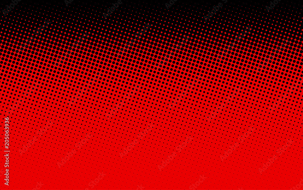 Black and red dotted halftone background. - obrazy, fototapety, plakaty 