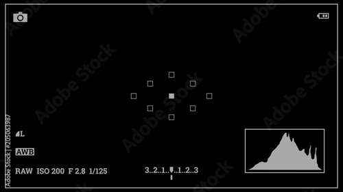 Video recording. Focusing screen. Camera Viewfinder. Digital frame. Background for business advertising web concept. Vintage Retro User Interface. Image quality stabilization.
