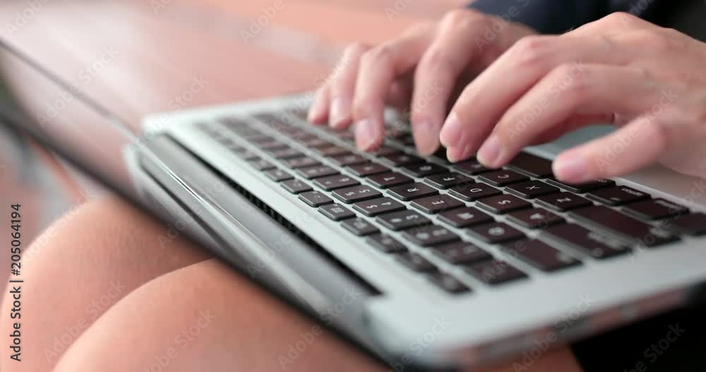 Business woman work on laptop computer at outdoor Business woman work on laptop computer at outdoor