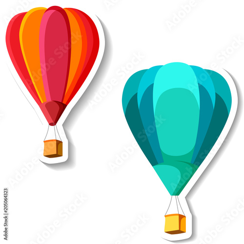 Colorful aerostat stickers isolated on white.