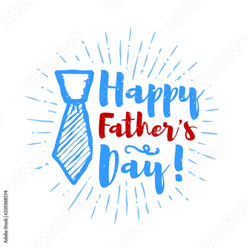 Happy father's day lettering with sunbursts background. Vector illustration