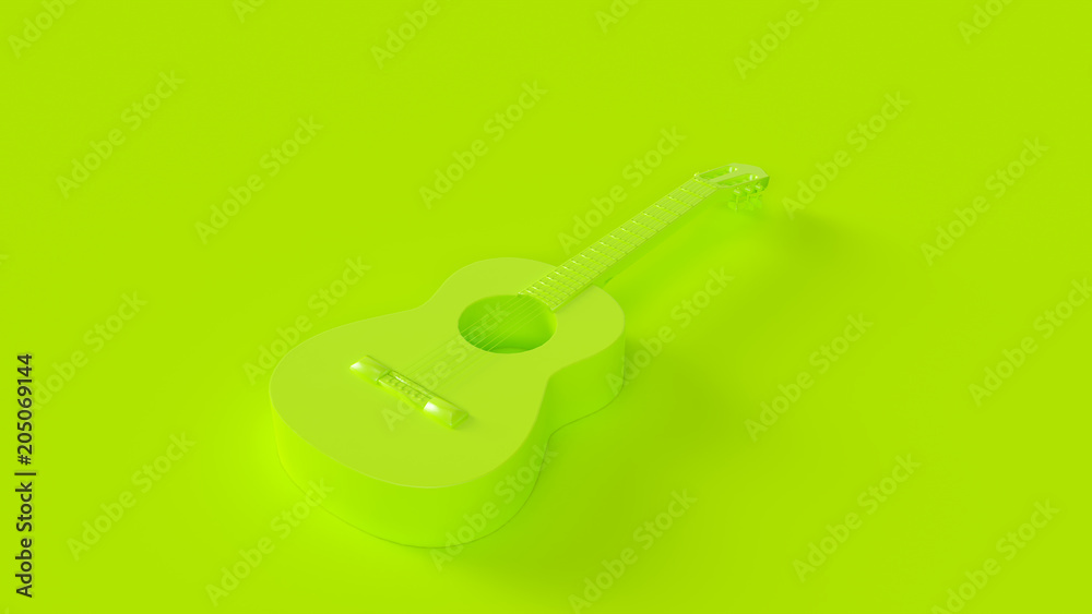 Green Acoustic Guitar 3d illustration Green Acoustic Guitar 3d illustration