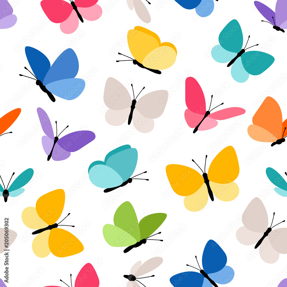 Fototapeta premium Cute seamless butterfly pattern