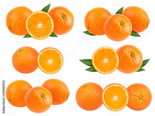 Juicy oranges isolated on white background with clipping path
