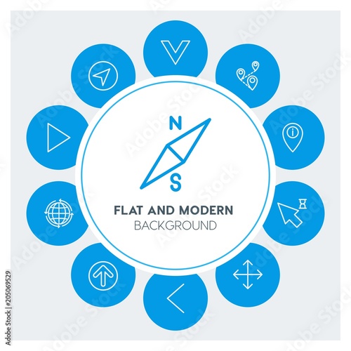 location, arrows, cursors Infographic Circle outline Icons Set. Contains such Icons as  business,  website,  elements,  background,  pattern,  banner,  slider and more. Fully Editable. Pixel Perfect