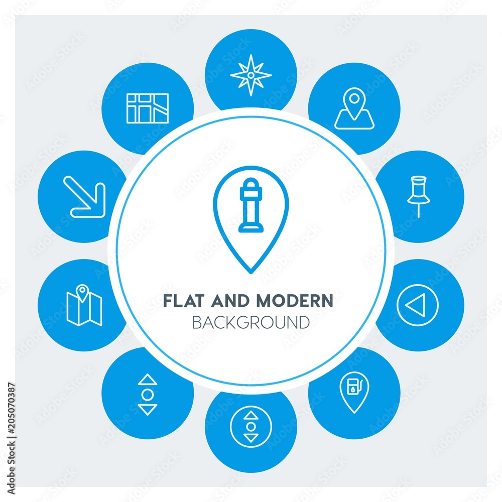 Fototapeta premium location, arrows, cursors Infographic Circle outline Icons Set. Contains such Icons as business, website, elements, background, pattern, banner, slider and more. Fully Editable. Pixel Perfect