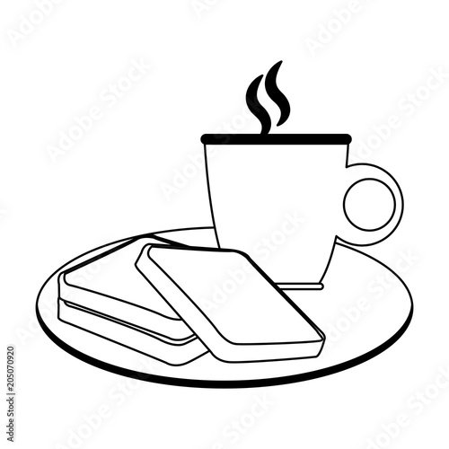 Bread and coffee breakfast vector illustration graphic design