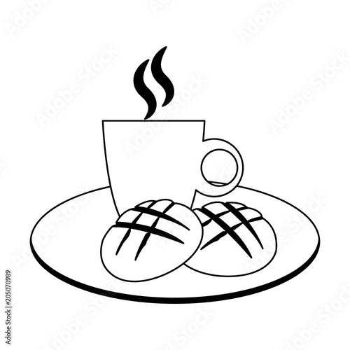 Bread and coffee breakfast vector illustration graphic design