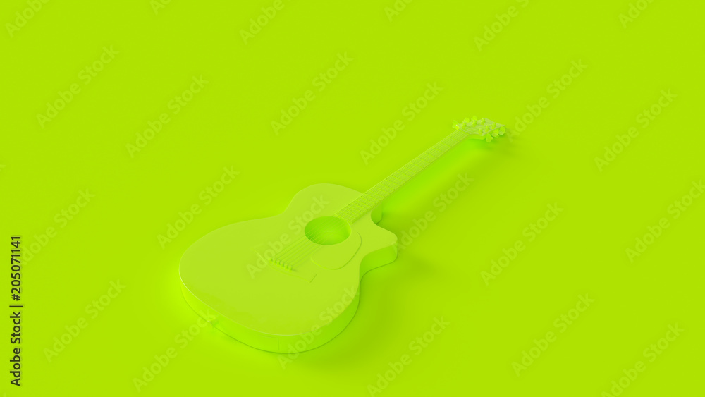 Bright Green Acoustic Electric Guitar 3D illustration Bright Green Acoustic Electric Guitar 3D illustration