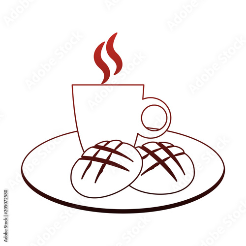 Bread and coffee breakfast vector illustration graphic design