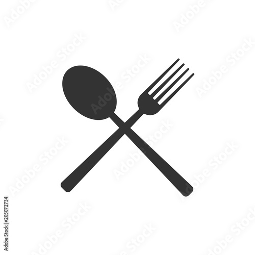 Cultery icon, fork spoon sign. Flat design, vector illustration.