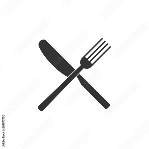 Cultery icon, knife fork spoon sign. Flat design, vector illustration.