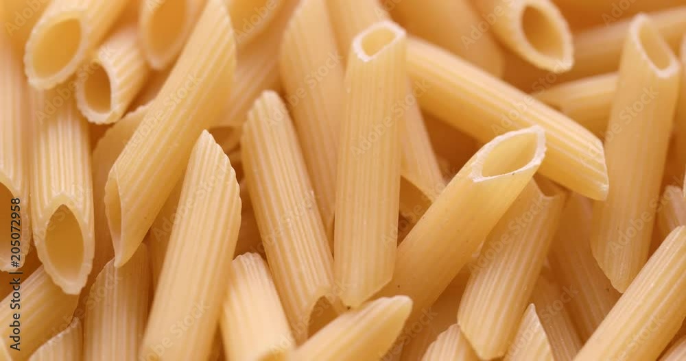 Pile of dry Rigatoni in rotation Pile of dry Rigatoni in rotation
