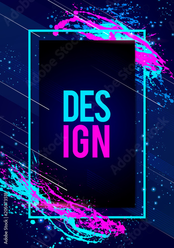 Vector Illustration dynamic futuristic modern flyer or party frame art design with abstract shapes and space for text