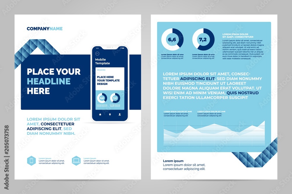 Naklejka premium Layout template design with Mobile application. Business brochure flyer design layout.