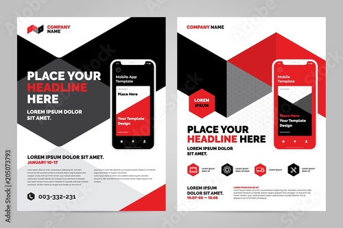 Layout template design with Mobile application. Business brochure flyer design layout.