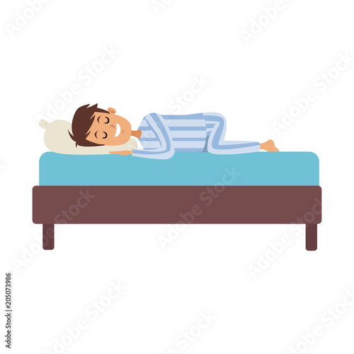 Man sleeping in bed vector illustration graphic design